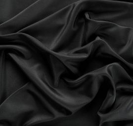 Hedvábný směsový krepdešín pružný černý