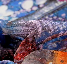 Šifon jemný kreš netradiční vzor