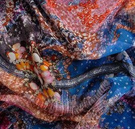 Šifon jemný kreš netradiční vzor