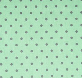 Šatová látka mikado puntík zelený/černý