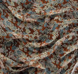 Šifon kreš hedvábný drobné květy