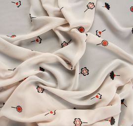 Žoržetová látka pastel béžová květy