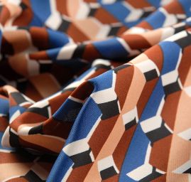 Šatová látka imitace hedvábí modrohnědá II.jakost