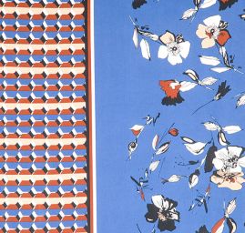 Šatová látka imitace hedvábí modrohnědá II.jakost