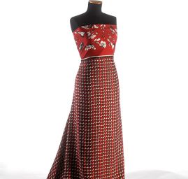 Šatová látka imitace hedvábí vínovočervená