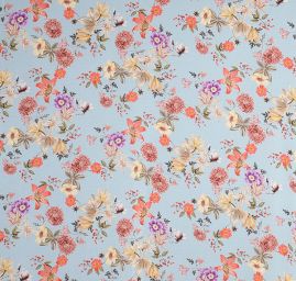 Šifon pružný tisk květinový vzor v pastelových barvách