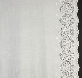 Etamínová látka s krajkovou bordurou šedá