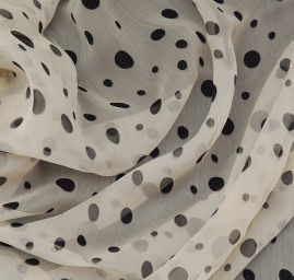 Hedvábný mušelín plisé vzor puntík