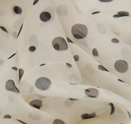 Hedvábný mušelín plisé vzor puntík