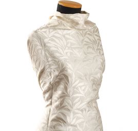 Žakárová látka silnější květinový motiv slonová kost