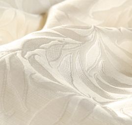 Žakárová látka silnější květinový motiv slonová kost