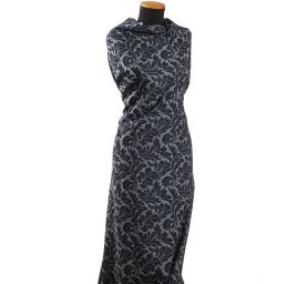 Riflovina žakárový květinový vzor modrý II.jakost