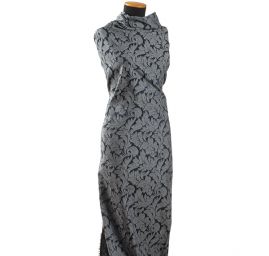 Riflovina žakárový květinový vzor modrý II.jakost