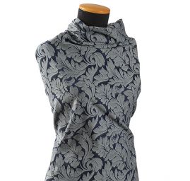 Riflovina žakárový květinový vzor modrý II.jakost