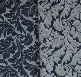 Riflovina žakárový květinový vzor modrý II.jakost