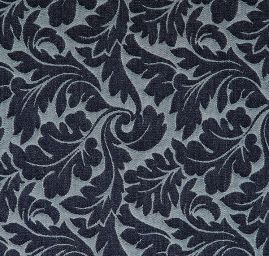 Riflovina žakárový květinový vzor modrý II.jakost