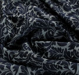 Riflovina žakárový květinový vzor modrý II.jakost