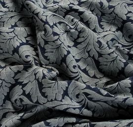 Riflovina žakárový květinový vzor modrý II.jakost