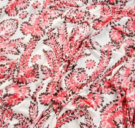 Úplet vzor květin smetanový/růžový