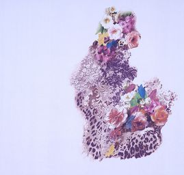 Satén kombinace motivu květin/krajky/zvířecího vzoru 