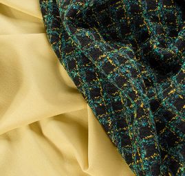 Látka žoržet viskoza směs hráškově zelená