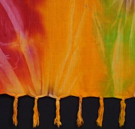 Batika kupón zelená/červená/oranžová