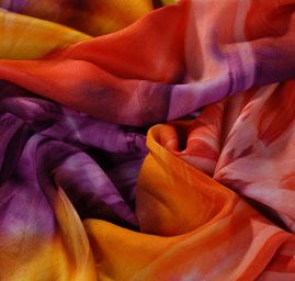 Batika kupón oranžová/červená/vínová