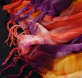 Batika kupón oranžová/červená/vínová