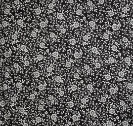 Viskozová šatová látka květy černobílá