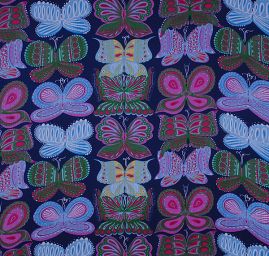 Plisovaný šifon vzor motýlci modrá/zelená,růožvá