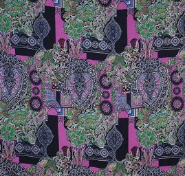 Plisovaný šifon patchwork kašmírový vzor/květy