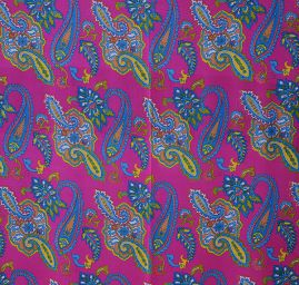 Plisovaný šifon kašmírový vzor růžová