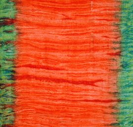 Batika kreš satén oranžovo-zelená