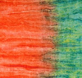 Batika kreš satén oranžovo-zelená