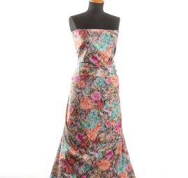 Žakárová pružná látka ornamenty květinový tisk