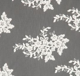 Krajka romantická výšivka na tylu smetanová