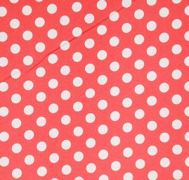 Satén tisk imitace hedvábí puntík bíločervený