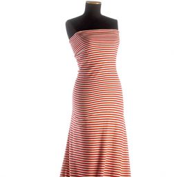 Bavlněná pletenina froté proužek červený/bílý