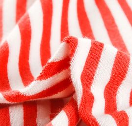Bavlněná pletenina froté proužek červený/bílý