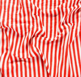 Bavlněná pletenina froté proužek červený/bílý