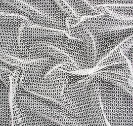 Krajka vzdušná výšivka ovály lomená bílá