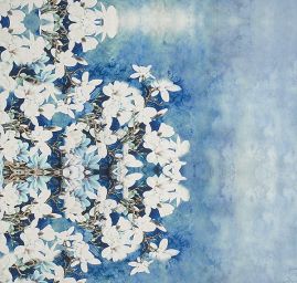 Krepdešín tisk vzor magnolie