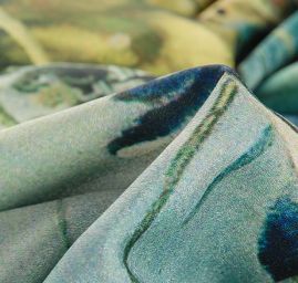 Krepdešín tisk lotosový květ