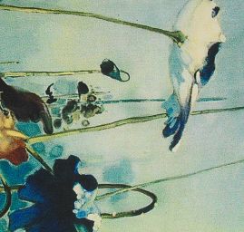 Krepdešín tisk lotosový květ