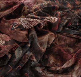 Šifon plise vzor velkých pávů