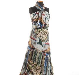 Krepdešín tisk kytice