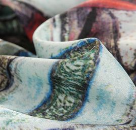 Krepdešín tisk kytice