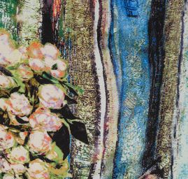 Krepdešín tisk kytice