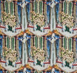 Krepdešín tisk kytice