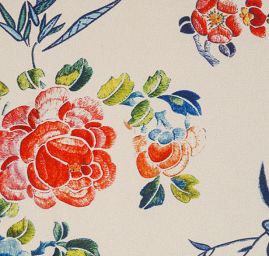 Krepdešín tisk vzor květy/motýlci béžový